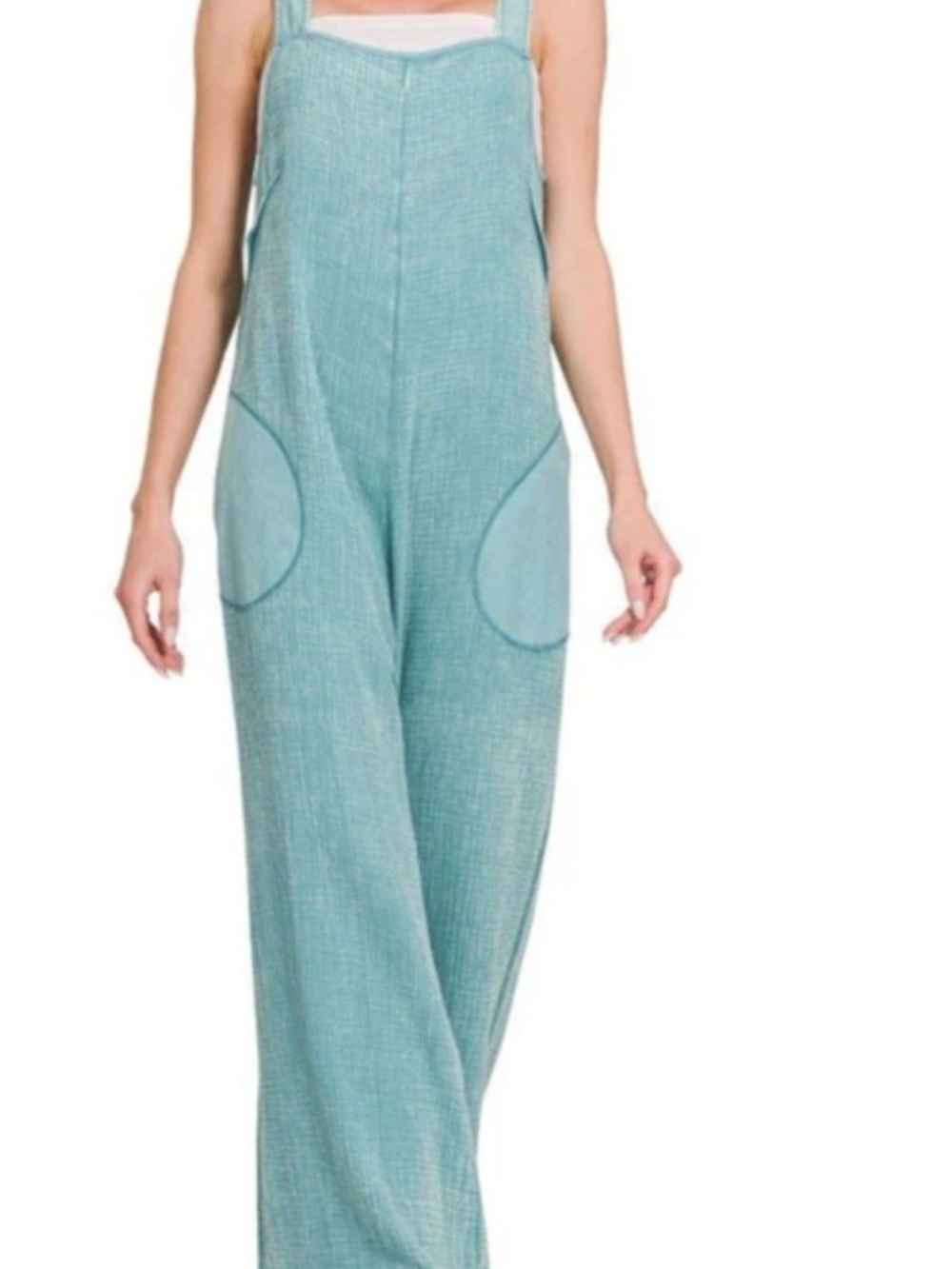 Zenana Outfitters Teal Wide-Leg Jumpsuit
